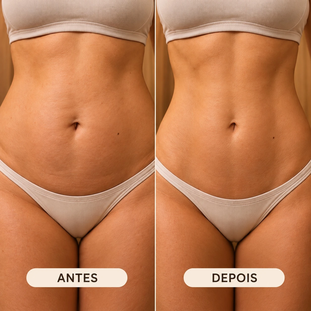 Comparação visual ilustrativa — Lipo sem corte | Endolaser